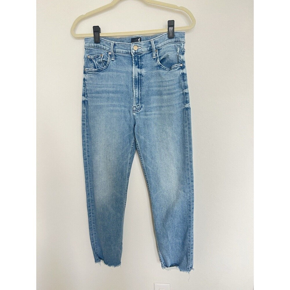Mother Women’s High Waisted Rider Ankle Fray Jeans in Fish Out of Water Size 32